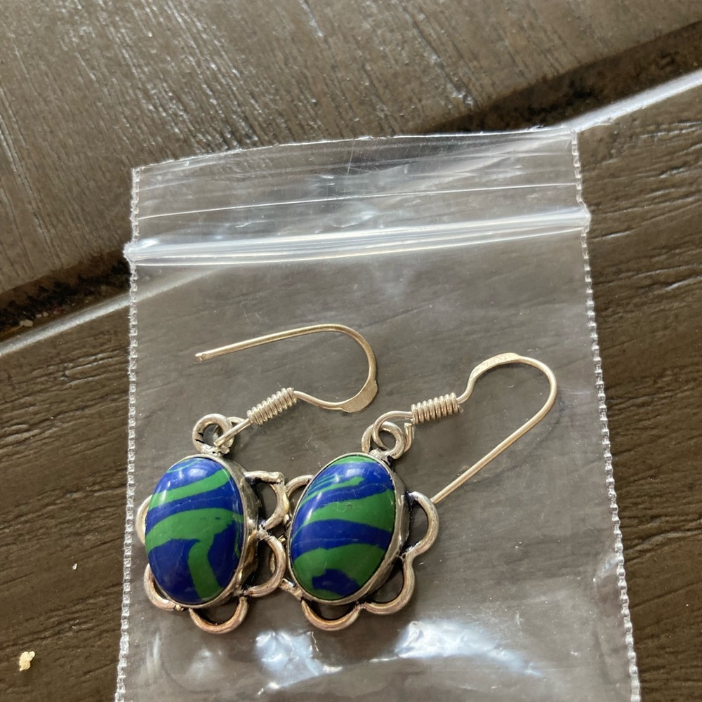 SS handmade blue green earrings